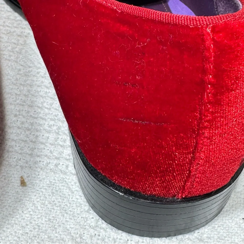 After Midnight‎ Mens Bright Red Velvet Dress Loafers w/ Braided Detail Size 11